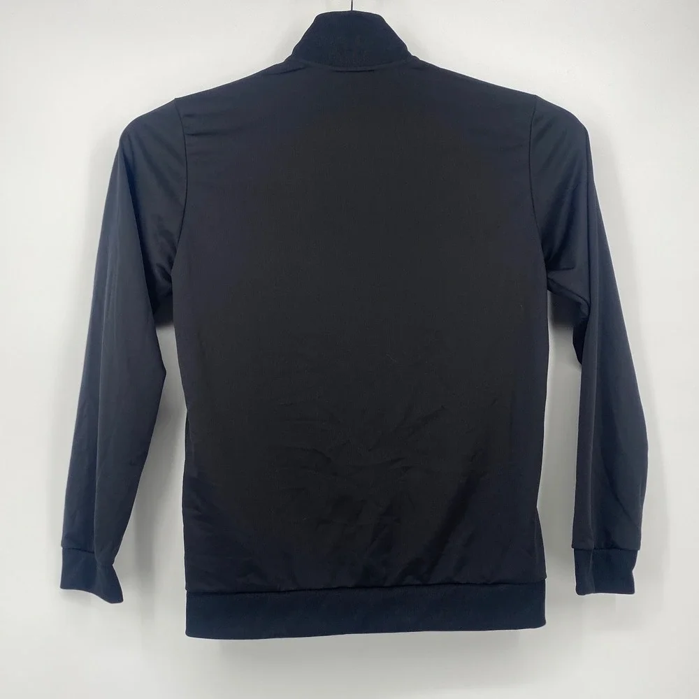 Adidas Track Jacket Large Black Primegreen Full Zip Athletic Excellent